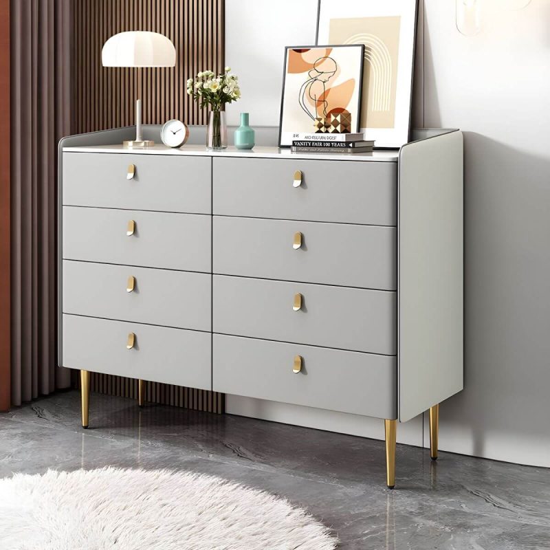 "modern White Slate Countertop Storage Chest Galant Style with Drawers - Light Gray 47"L x 16"W x 38"H"