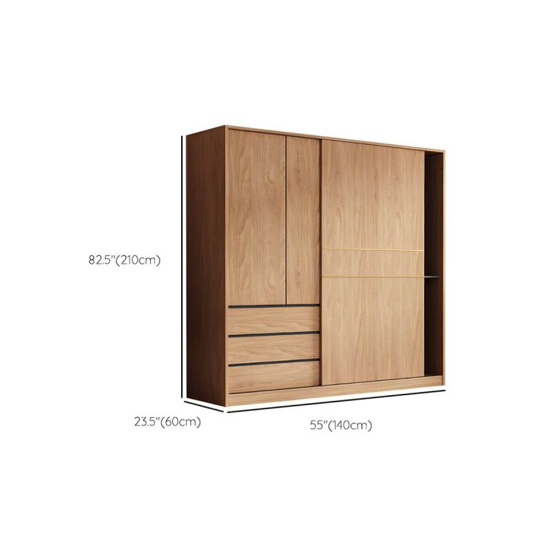 "Dimension of Contemporary Wood Wardrobe Armoire Freestanding Adjustable Shelves Wardrobe with Drawers - Armoire 55"L x 24"W x 83"H"
