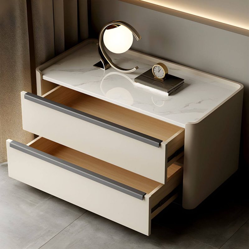 "Modern Wood Nightstand with Drawer Storage, Light Wood Tone & Small Size - Light Coffee 2 Piece Set 20"L x 16"W x 20"H"