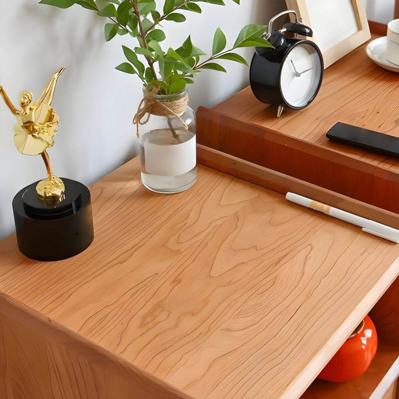 "Solid Wood Nightstands Natural Wood Color with Drawers and Open Shelf - 14"L x 16"W x 22"H"