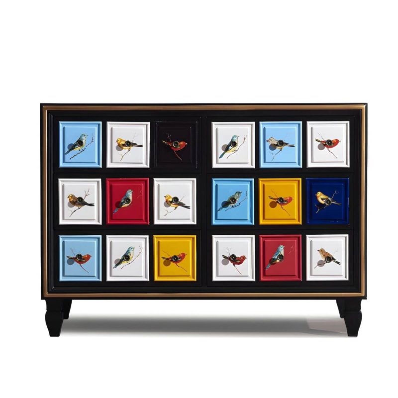 "American Retro Storage Chest Solid Wood Storage Chest Dresser for Bedroom - Antique Blue 49"L x 18"W x 35"H"