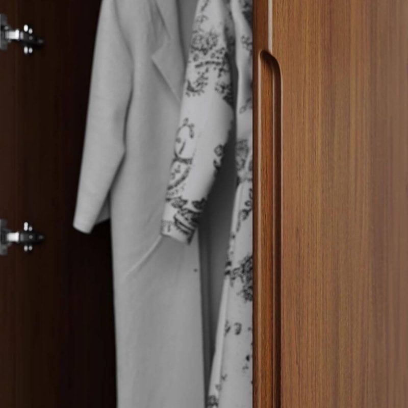 "Cocoa 2 Drawers Contemporary Natural Wood Cabinet Armoire with Interior Shelves and Hanging Rod, 71"L x 24"W x 79"H"