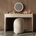 "Wood Vanity Set with Adjustable Brightness, Touch, Illumination Light, 47"L x 18"W x 30"H, Makeup Vanity & Mirror"