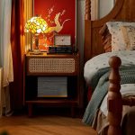 "Modern Open Nightstand with 1 Drawer and Real Wood Countertop, Vintage Color"