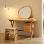 "Classic Standard Lumber Vanity Set with Standing Mirror & 2 Drawers, Natural"