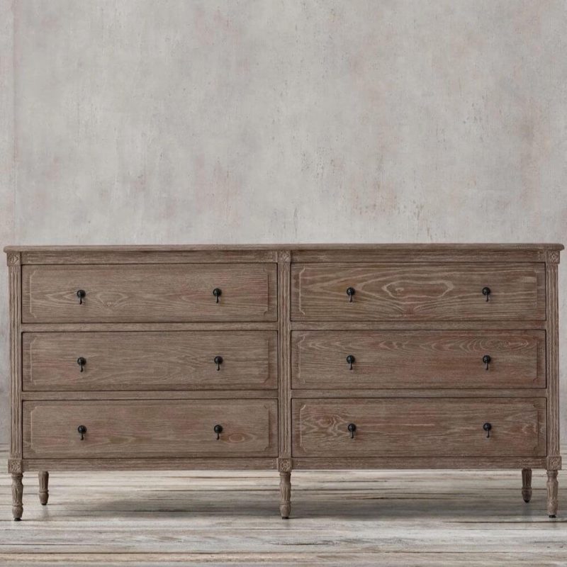 "Victorian Oak 3-Tier Cube Double Dresser, Brown, 63"L x 18"W x 31"H"
