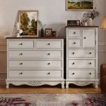 "Retro Beige Double Dresser Reclaimed Wood Horizontal with 9 Drawers, 59"L x 16"W x 37"H"