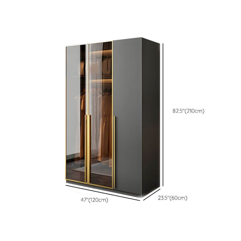 "Dimension of Modern Glass Wardrobe Wardrobe Armoire Wardrobe Cabinet for Home - Armoire 47"L x 24"W x 83"H"