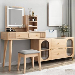 "Unfinished Color MDF Large Art Deco Vanity Set, Makeup Vanity (39") & Dresser (39") & Stool"