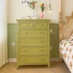 "Lime Green Vintage Rubberwood Double Dresser/Lingerie Chest with Drawers - 31"L x 16"W x 43"H"