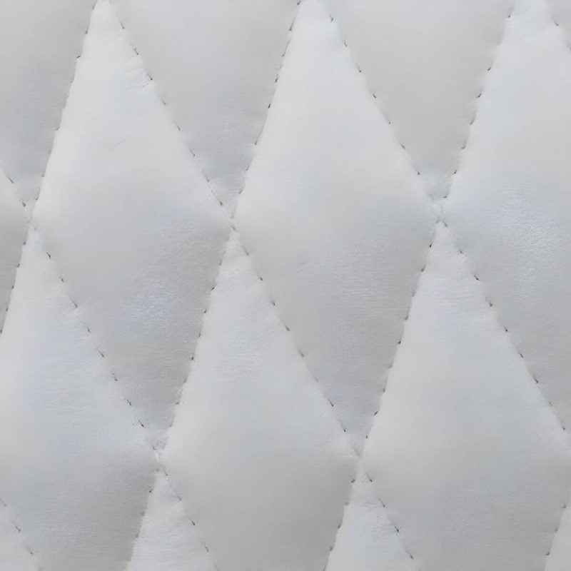 "Contemporary Headboard Bed with Tufted Leather Upholstery in Rectangular - Off-White 71""