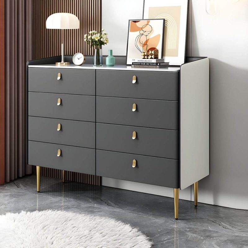 "modern White Slate Countertop Storage Chest Galant Style with Drawers - Dark Gray 47"L x 16"W x 38"H"