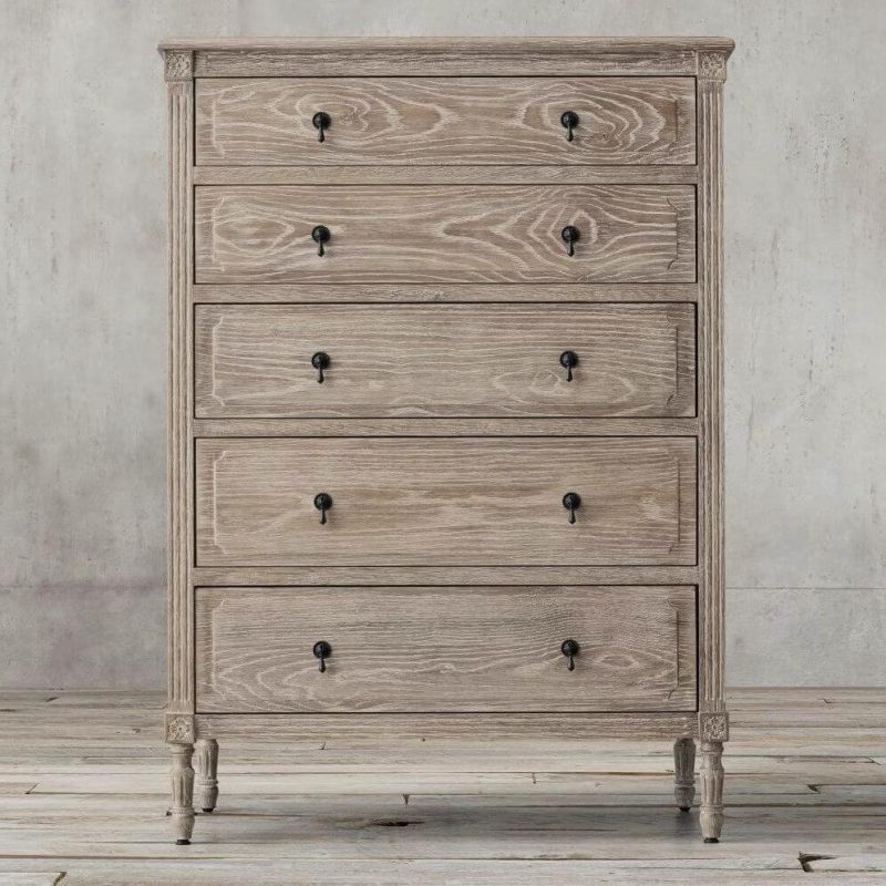 "Victorian Oak 5-Tier Cube Double Dresser, White, 35"L x 18"W x 54"H"