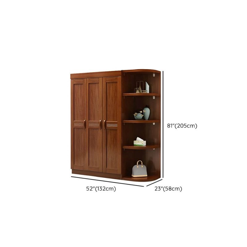 "Dimension of Wood Brown Rustic Wardrobe Armoire with Drawers & Shelves, Walnut Finish - 52"L x 23"W x 81"H"