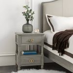 "Grey Ash Wood Nightstand with 2 Drawers, 1 Shelf & Light Wood Tone - Grey 2 Piece Set"