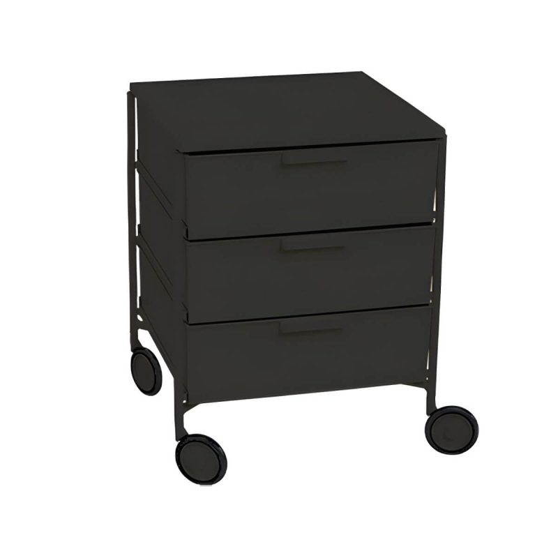 "Scandinavian Plastic Nightstand with 3 Drawers, Slim Design and Plastic Top - Black 1 Piece"