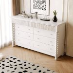 "6 Drawers Trendy Square Wood Vertical Lingerie Chest, White Wood, 31.5"L x 17.7"W x 47.2"H"