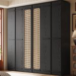 "Sleek Ink Timber Contemporary Unattached Cabinet Armoire with Soft Close Door, Interior Shelves, and Hanging Rod, 55"L x 24"W x 79"H"
