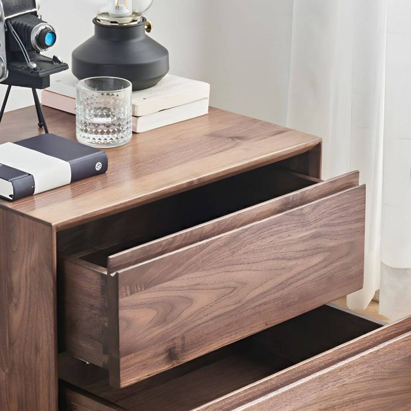 "Good Load Bearing Wood Grain Design Nightstands Solid Wood with Drawer - Rubber"
