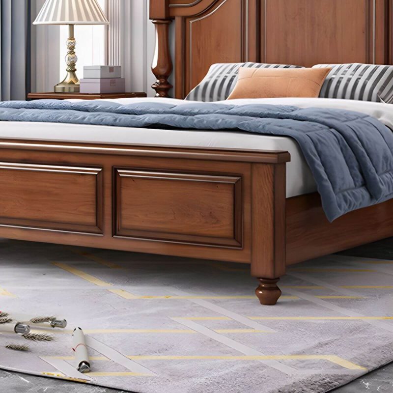"Mid-Century Modern Standard Bed Solid Wood Panel Bed with Headboard - Lift Up Storage Bed & Mattress 59"W x 79"L"