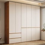 "Unattached Chalk Manufactured Wood Wardrobe Closet with Hinged Soft Close Drawer, Soft Close Door, and Interior Shelves, 94"L x 24"W x 79"H"