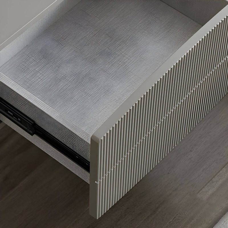 "Modern Grey Wood Nightstand with Drawer Storage and Reserve Installation Holes - Grey"