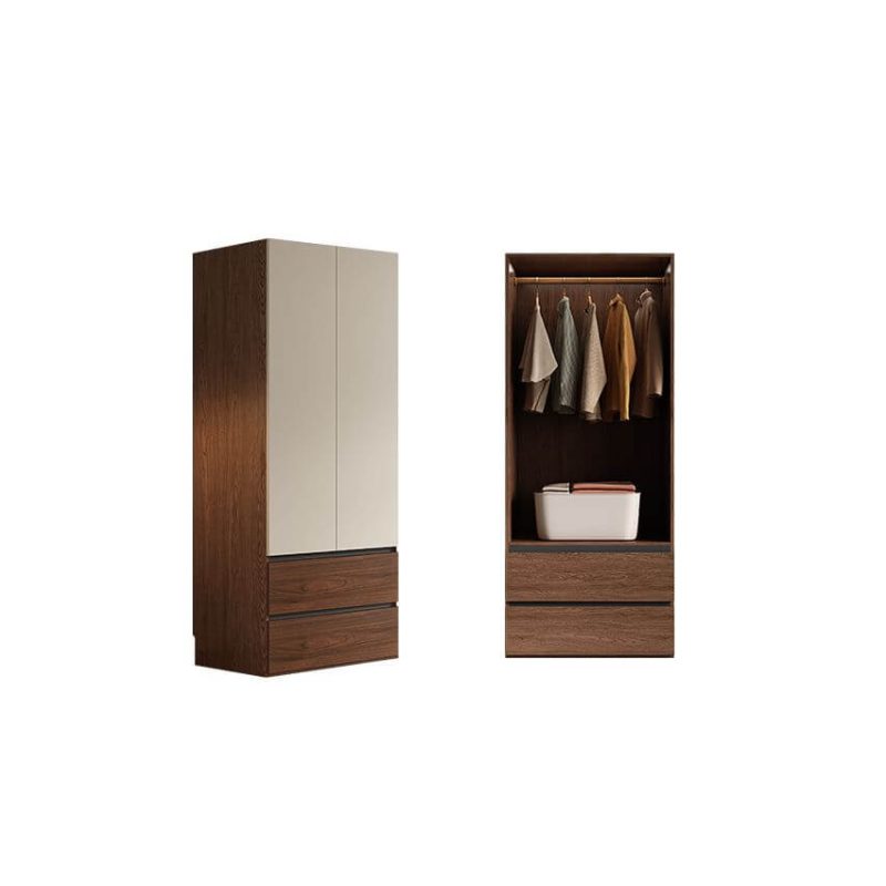"Multi-Color Casual Wood Wardrobe Closet with Soft Close Drawer, Soft Close Door, Interior Shelves, and Hanging Rod, 23.5"L x 23.5"W x 79"H"