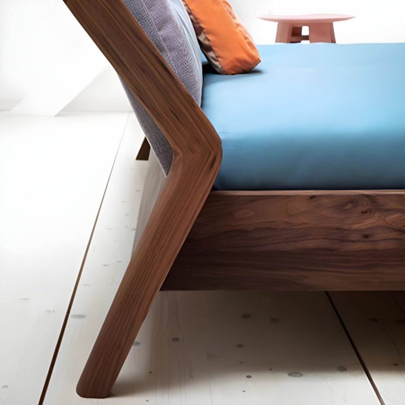 "Scandinavian Style Cotton Upholstered Panel Bed in Brown Finish - 53"W x 79"L"
