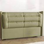 "Green Upholstered Wingback Headboard with Tufted Design and Wood Legs - 71""