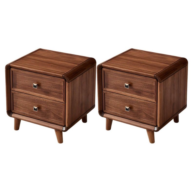 "Wood Nightstand with Drawers - Stylish, Small Size for Bedroom Storage - 2 Piece Set Drawer Pulls 20"L x 16.5"W x 20"H"