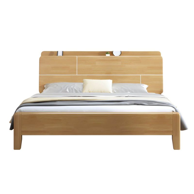 "Scandinavian Solid Wood Bed with Headboard 39.37" Tall Standard Bed - Full Lift Up Storage Single Bed"