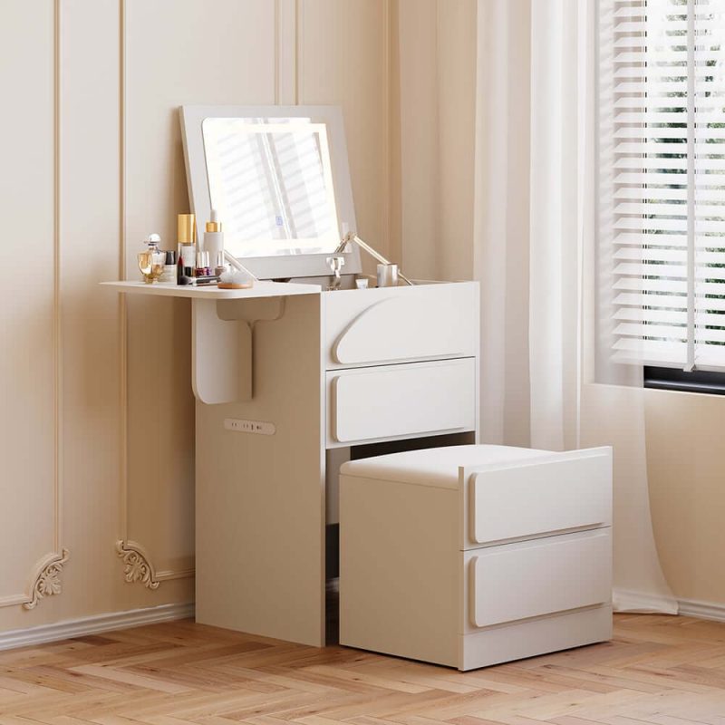 "Mini Smart Makeup Vanity Set with with Mirror & Lights"