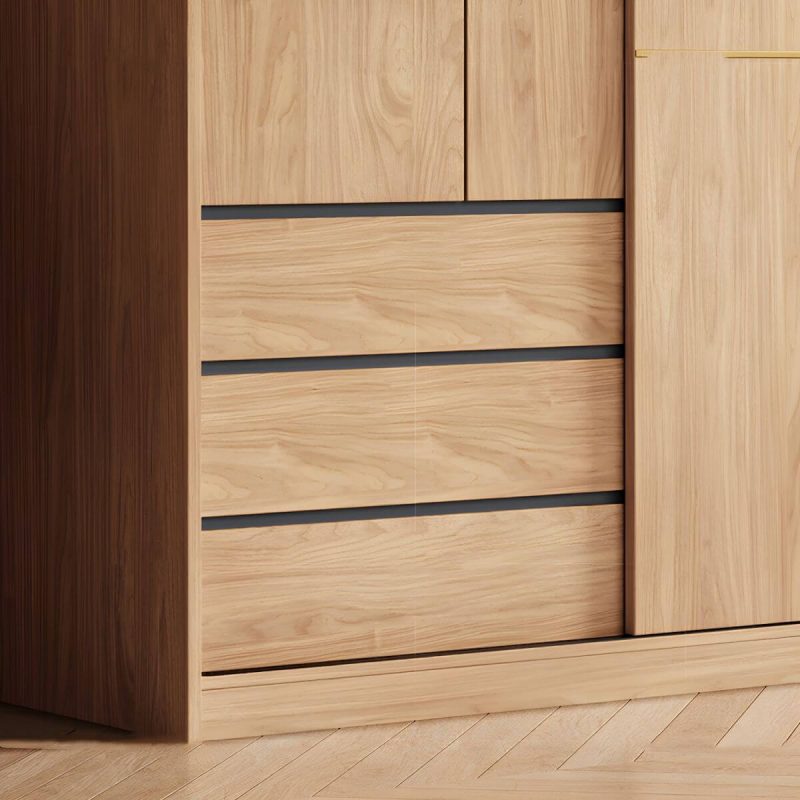 "Contemporary Wood Wardrobe Armoire Freestanding Adjustable Shelves Wardrobe with Drawers - Armoire with Top Cabinet 71"L x 24"W x 83"H"