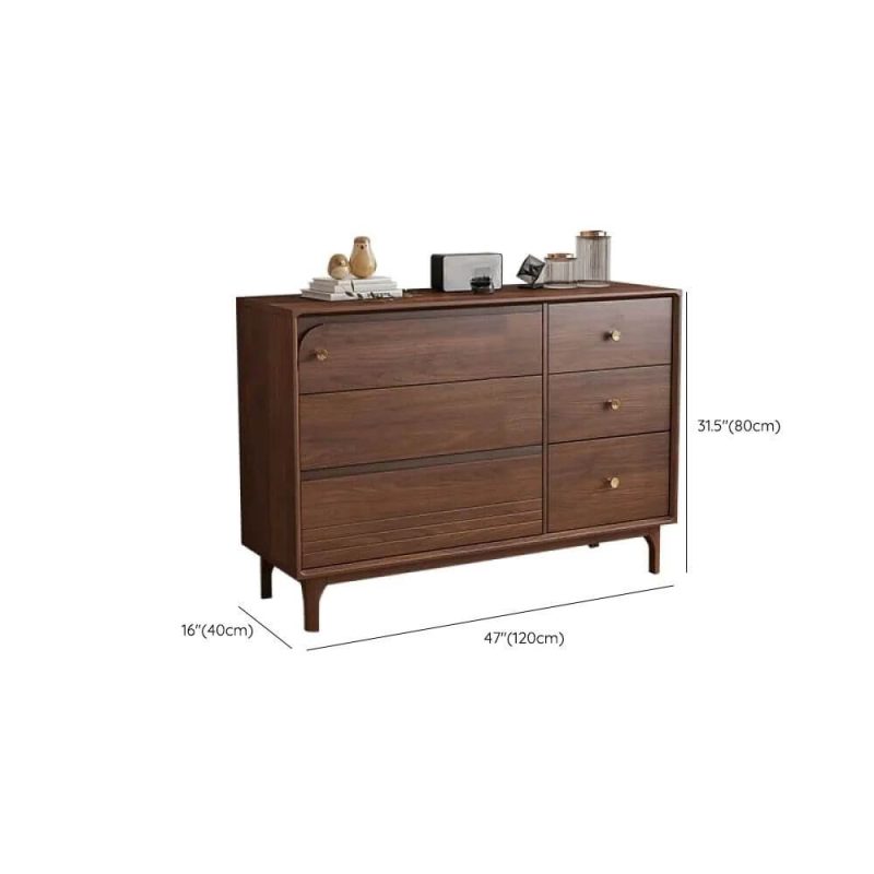 "Dimension of Rubberwood Modish Auburn Console Dresser with 6 Horizontal Drawers, 47"L x 16"W x 31"H"