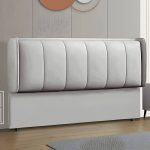 "Modern Upholstered Pine Wingback Headboard with Wood Legs and Solid Wood Frame - 79" Anti Cat Scratch Leather Light Gray"