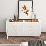 "Fluted 8-Drawer Dresser with Tempered Glass Top & Jewelry Display"