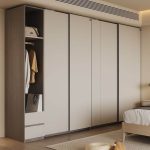 "Cocoa Wooden Modish Almirah with Soft Close Drawer, Soft Close Door, Interior Shelves, and Clothing Rod, 62"L x 24"W x 87"H"