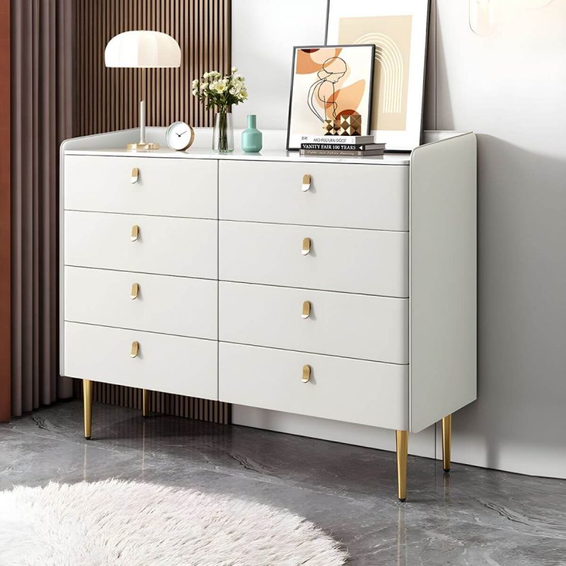 "modern White Slate Countertop Storage Chest Galant Style with Drawers - White 47"L x 16"W x 38"H"