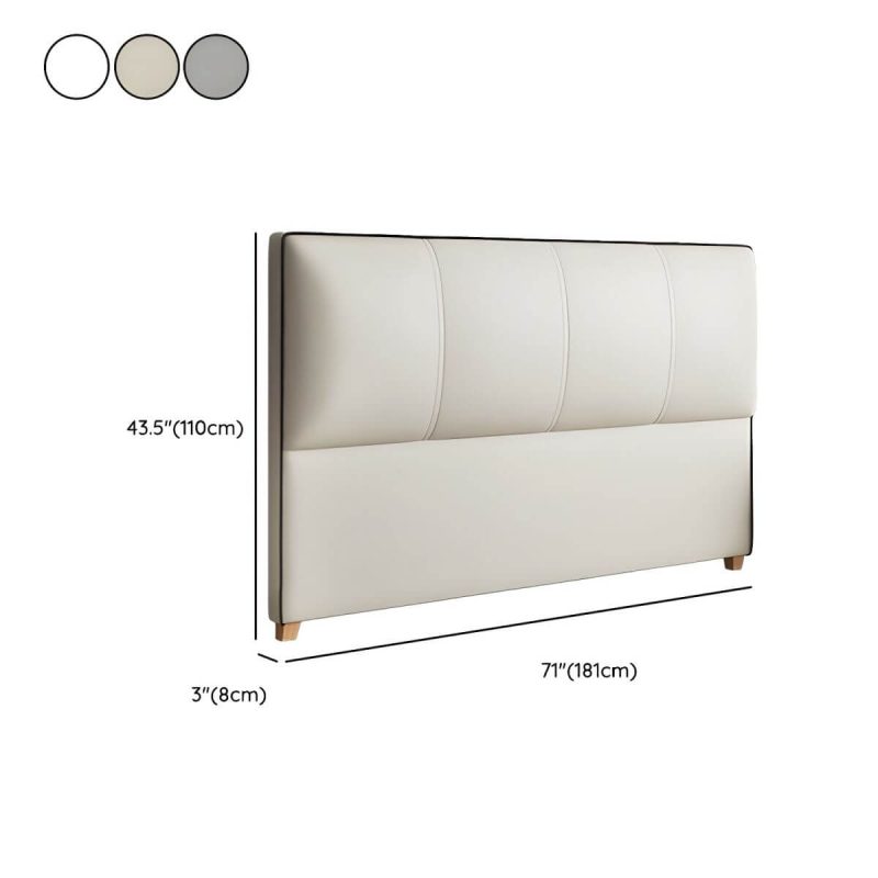 "Dimension of Elegant Upholstered Panel Headboard with Wood Legs and Modern Style - 71" White"