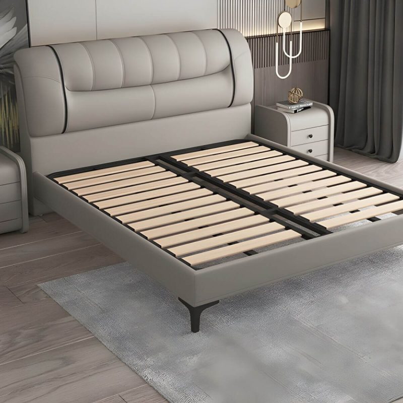 "Bed Frame Headboard Modern Leather Panel Rectangular Solid Wood - 71" Yellow"