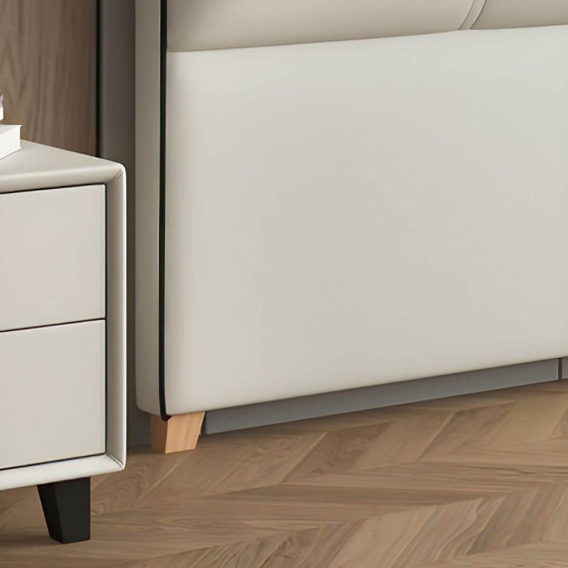 "Elegant Upholstered Panel Headboard with Wood Legs and Modern Style - 47" Yellow"