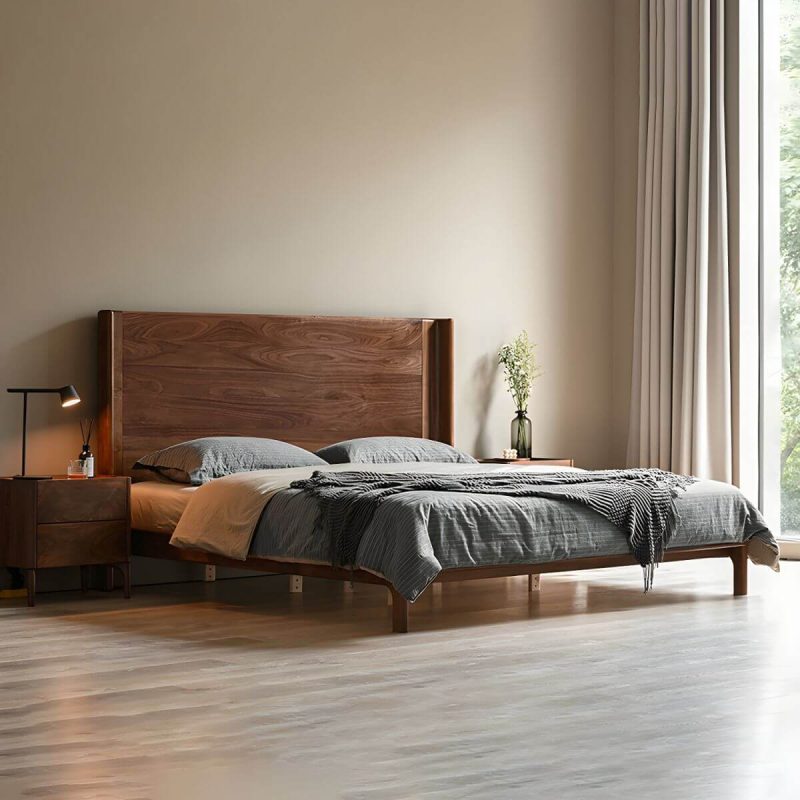 "Solid Wood Headboard Standard Bed Mattress Included Bed Frame with Custom Legs - Queen Single Bed Lift Up Storage"