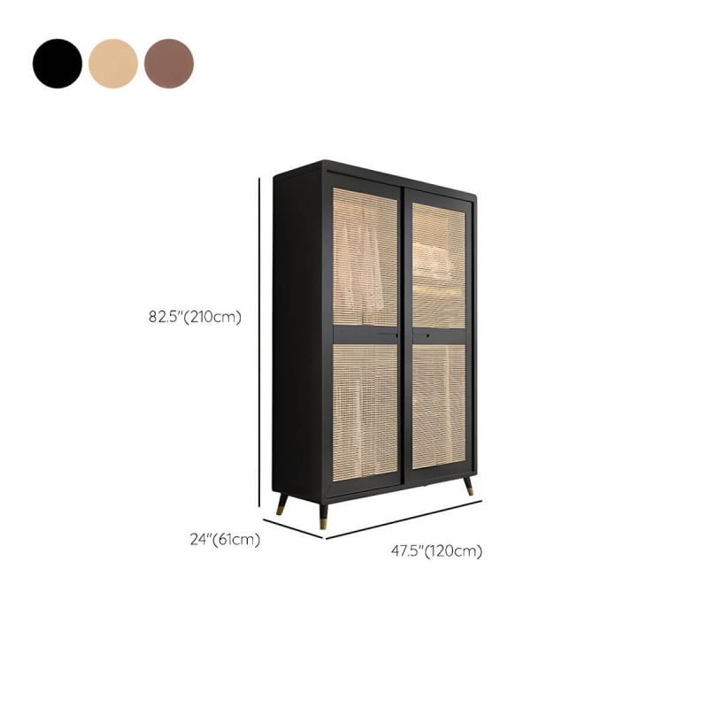 "Dimension of Rubberwood Wardrobe Cabinet Contemporary Wardrobe Armoire with Shelves - 47"L x 24"W x 83"H Black"