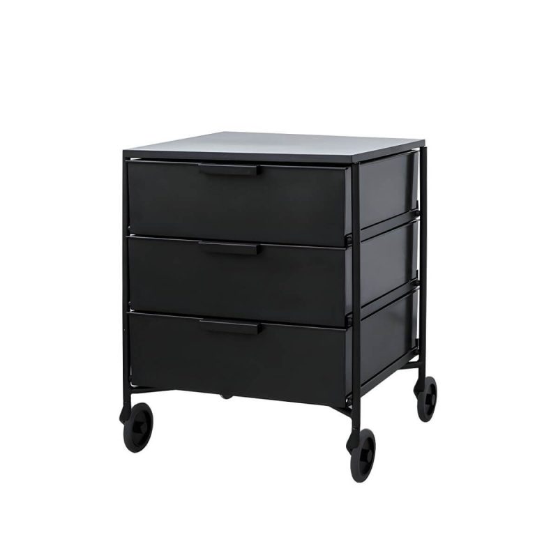 "Modern Iron Bachelor's Chest with 3 Drawers in Plastic/Acrylic Material - Red 1 Piece"