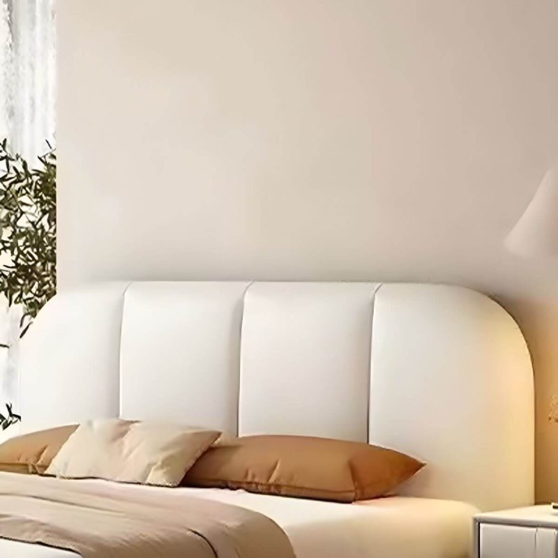 "Panel Leather Modern Wood and Upholstered Bed Frame with Headboard - 53""