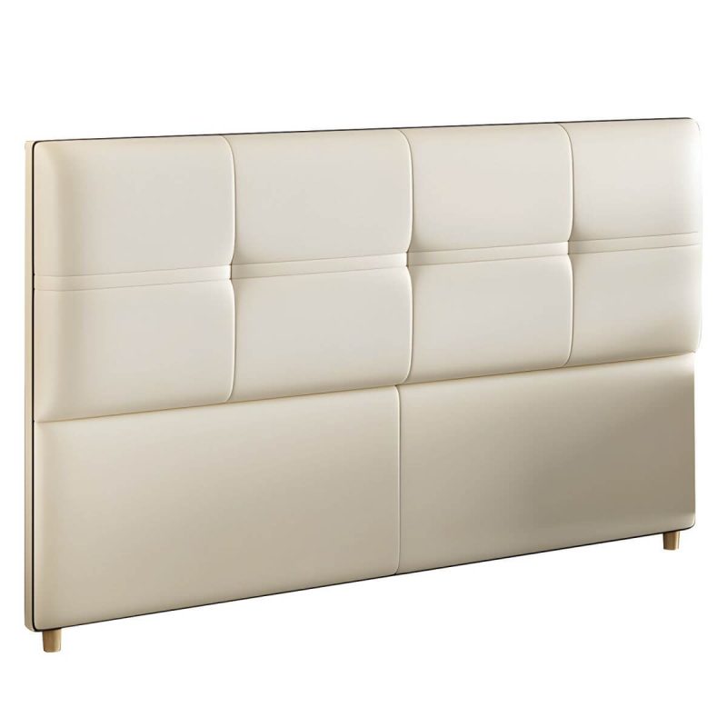 "Rectangular Solid Wood Bed Frame Headboard Modern Leather Panel - 71" Tech Cloth Dark Gray"