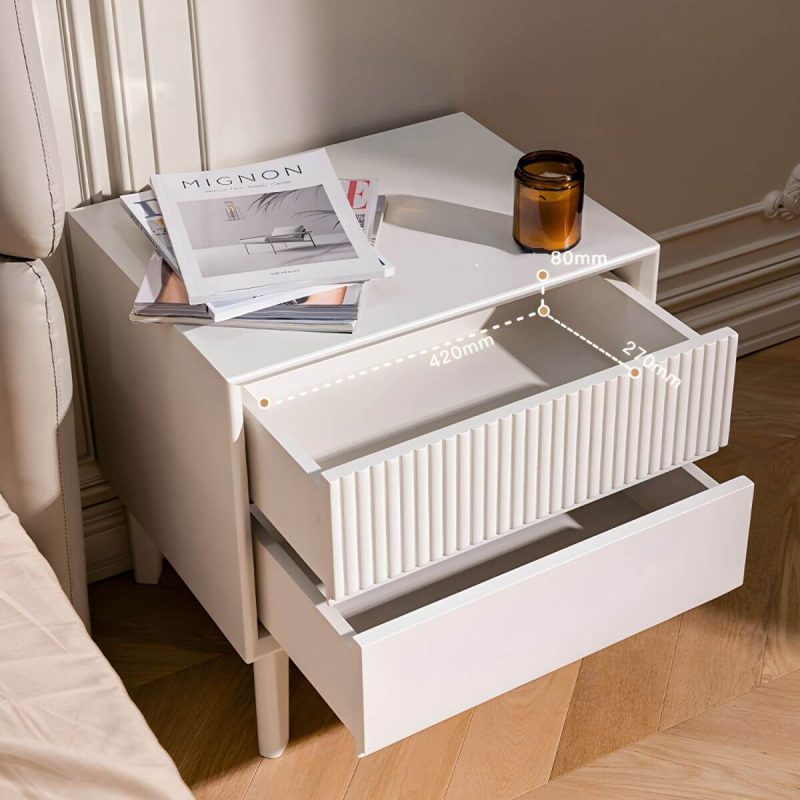 "Modern Wood Nightstand with Drawer Storage and Legs Included - Cream White 16"L x 15"W x 26"H 2 Piece Set"