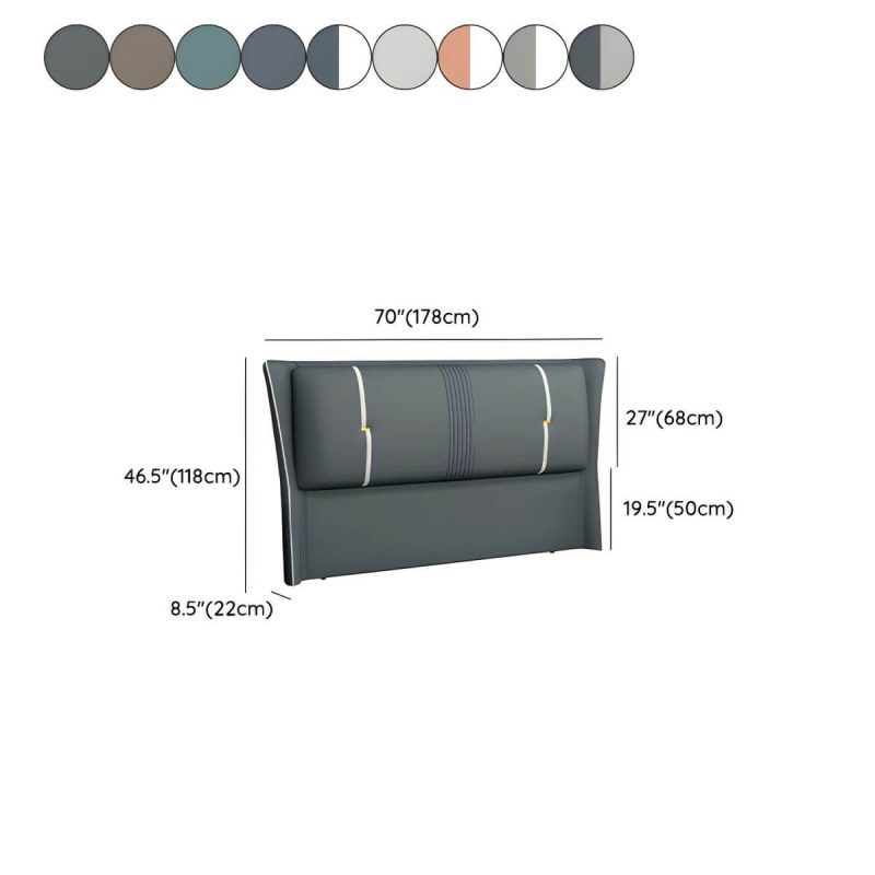 "Dimension of Luxury Upholstered Wingback Headboard with Modern Wood Legs and Standard height - Airy Blue 59""