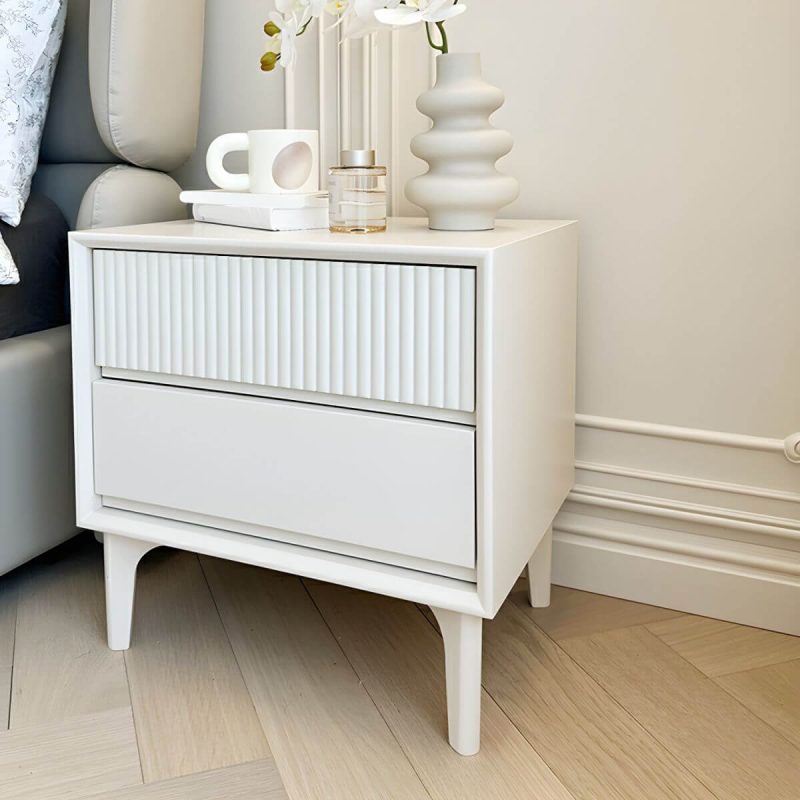 "Modern Wood Nightstand with Drawer Storage and Legs Included - Cream White 16"L x 15"W x 20"H 2 Piece Set"