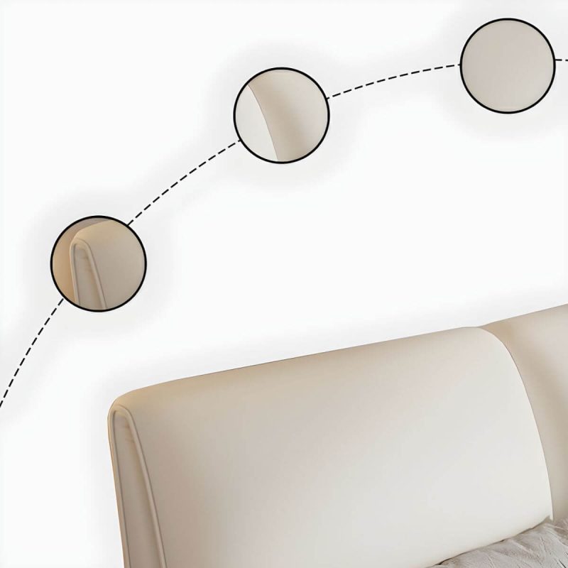 "Elegant Upholstered Panel Headboard with Wood Legs in Modern Style - 59" White"